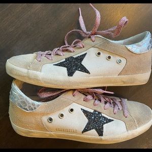 Golden Goose Superstar Sand Suede Glitter Star